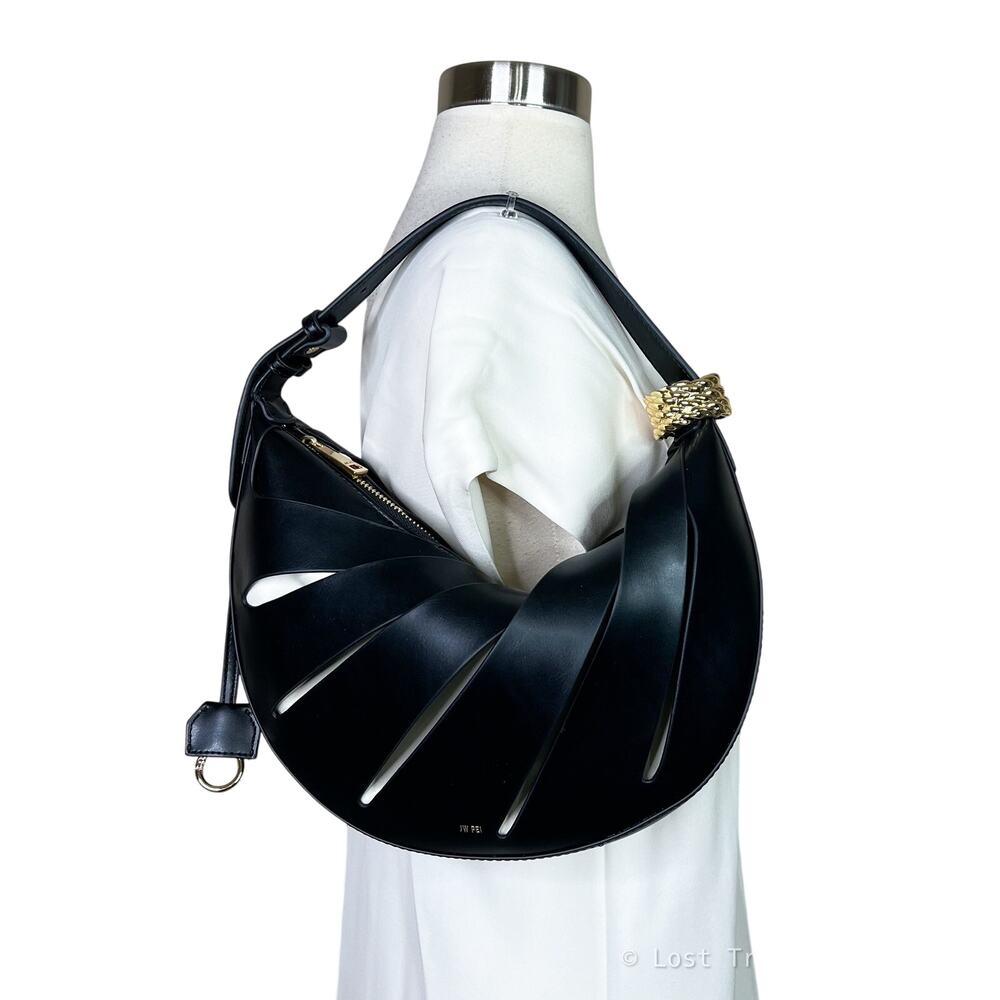 JW PEI | Jana Hollow Out Black Vegan Leather Gold Accent Purse Shoulder Bag